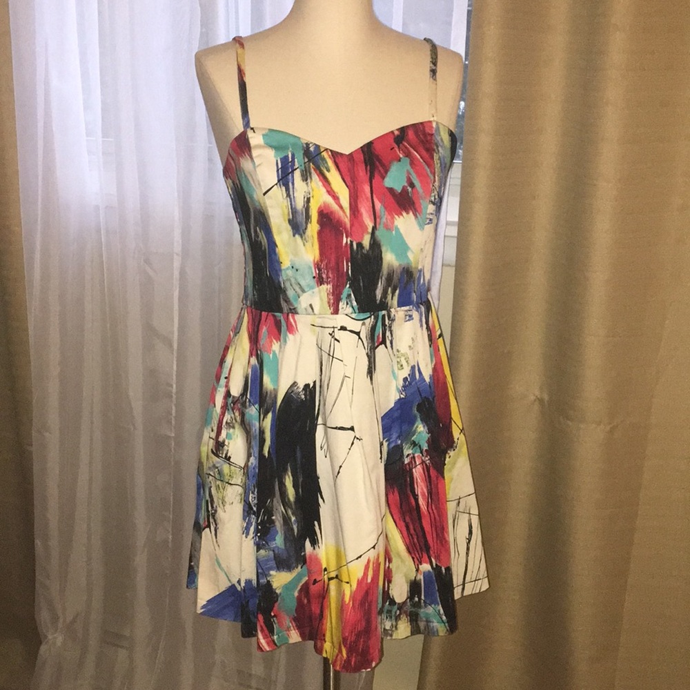 Multi Color Painted dress with exposed back zipper